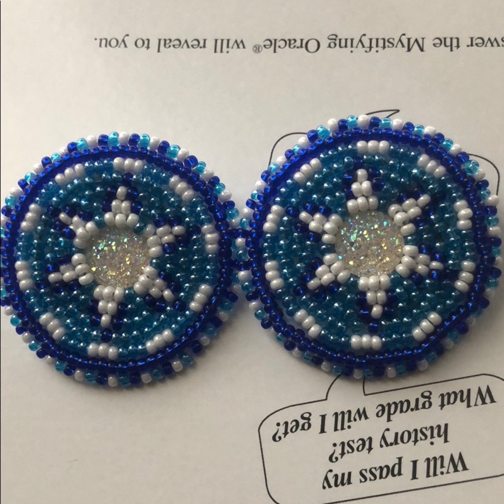 blue and white stud earrings